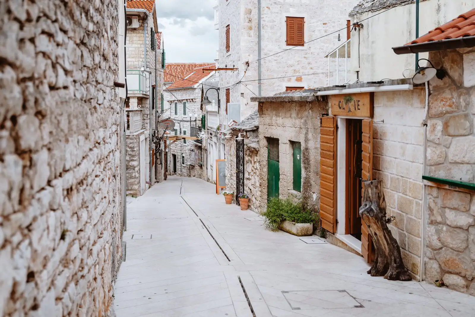 Šibenik old town — a stone alley in the UNESCO-listed centre